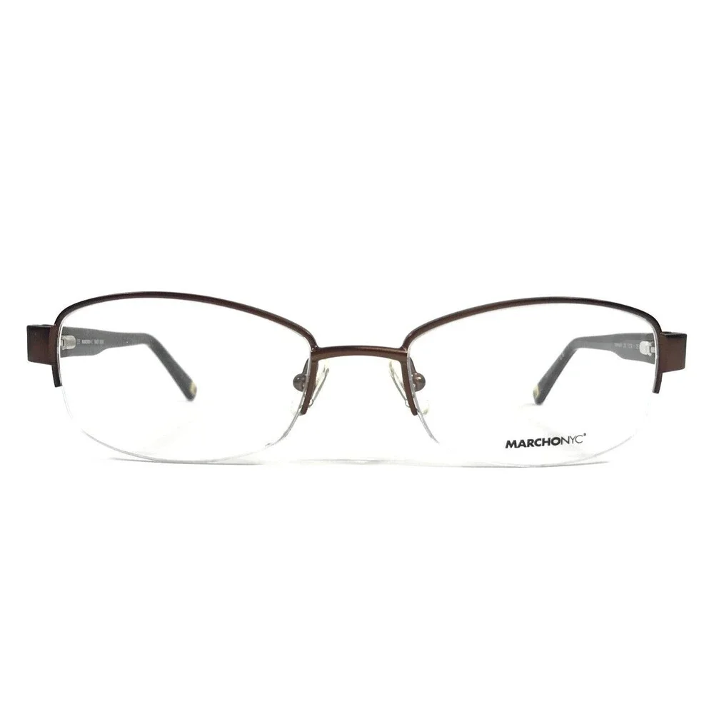 Marchon NYC Eyeglasses Frame TAMMANY 210 Satin Brown Tortoise Half Rim 51-18-135